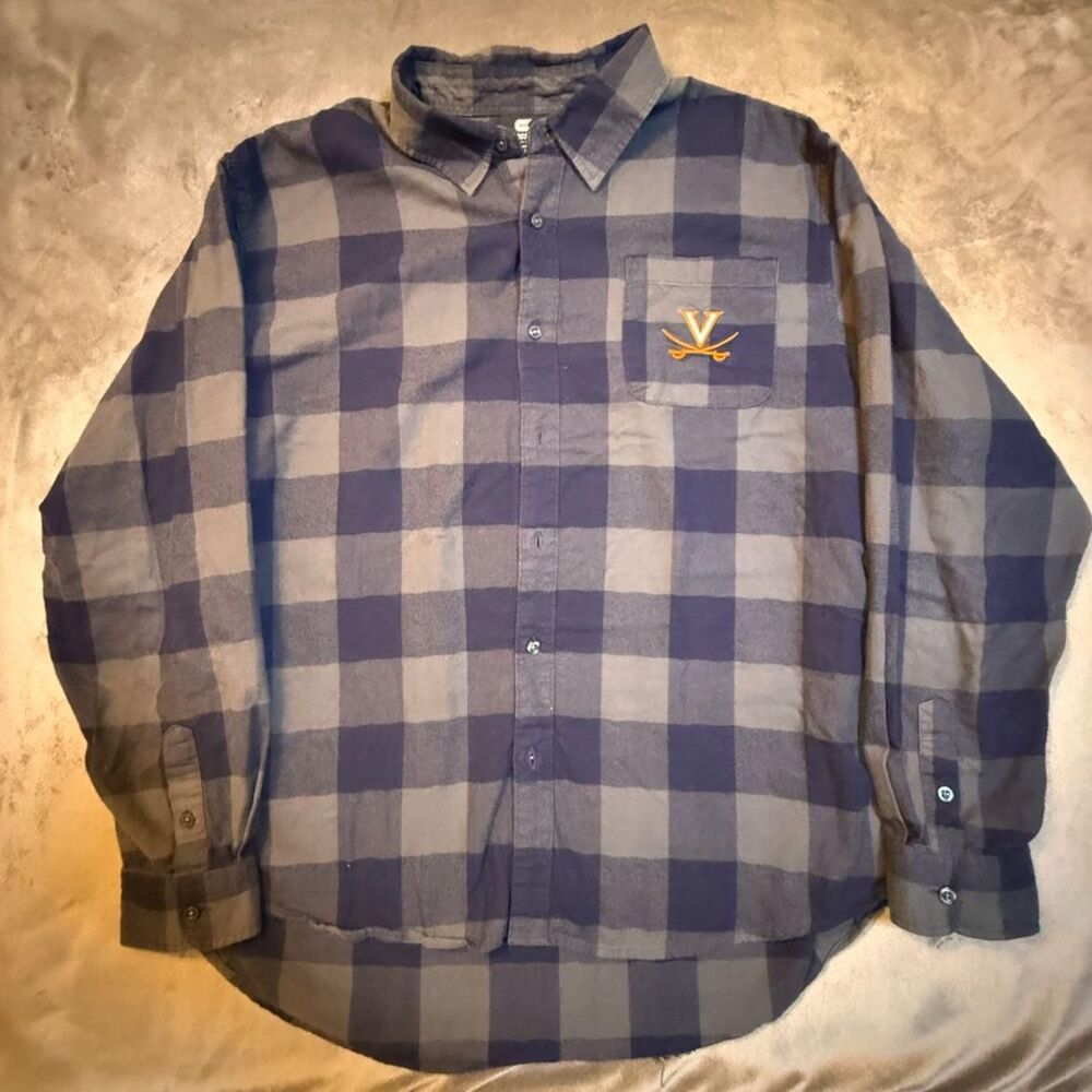 Colosseum University of Virginia plaid button up flannel shirt Size XL - 0277